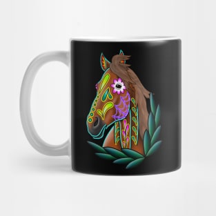 Day of the Dead Sorrel Sugar Skull Horse Mug